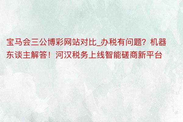 宝马会三公博彩网站对比_办税有问题？机器东谈主解答！河汉税务上线智能磋商新平台