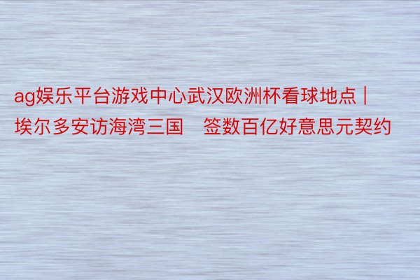 ag娱乐平台游戏中心武汉欧洲杯看球地点 | 埃尔多安访海湾三国　签数百亿好意思元契约