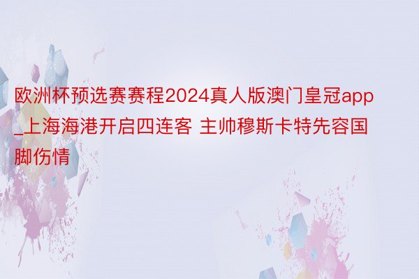 欧洲杯预选赛赛程2024真人版澳门皇冠app_上海海港开启四连客 主帅穆斯卡特先容国脚伤情